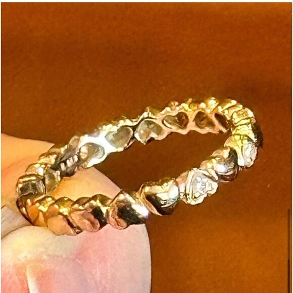 ETERNITY BAND RING HEARTS 18K GOLD & DIAMONDS ROSE GOLD STACK WEDDING LOVE 2.8mm - Picture 9 of 12